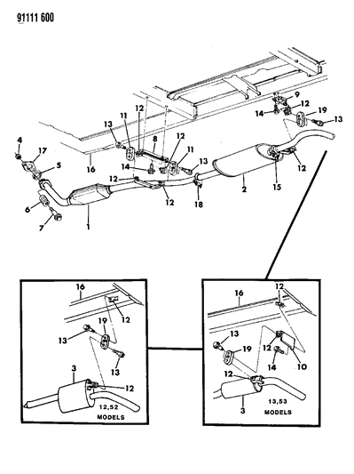 1991 Dodge Caravan Exhaust System Diagram 3 - Thumbnail