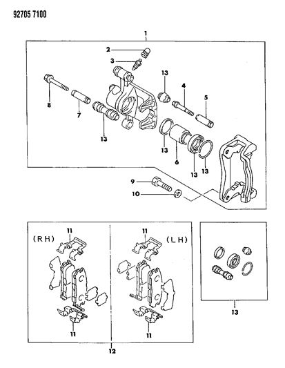 1994 Dodge Stealth Brake, Rear Diagram 1 - Thumbnail