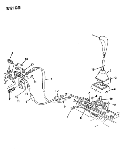 1990 Chrysler LeBaron GTC Controls, Gearshift Diagram 2 - Thumbnail