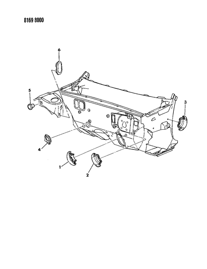 1988 Chrysler LeBaron Base Plugs Cowl And Dash Diagram