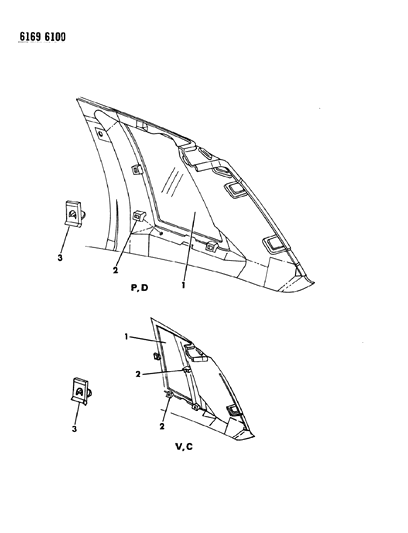 1986 Chrysler LeBaron Base Glass - Quarter Window Diagram 1 - Thumbnail