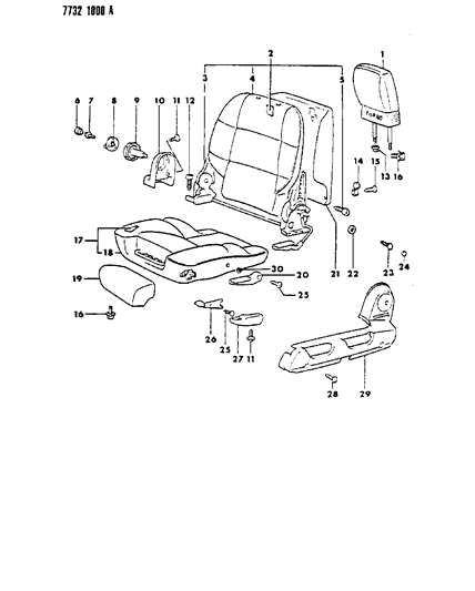 1987 Chrysler Conquest Front Seat - High Back Bucket Diagram 1 - Thumbnail
