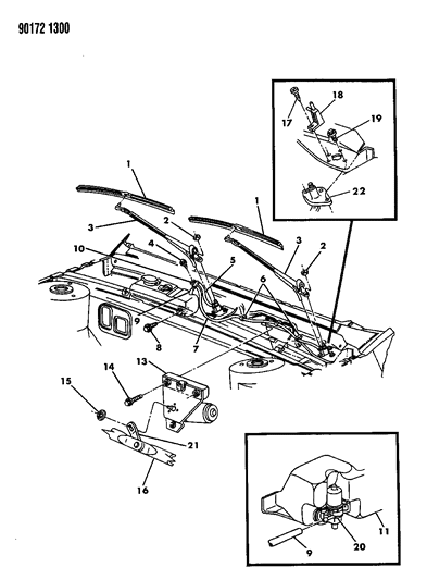 1990 Chrysler New Yorker Base Model Windshield Wiper & Washer System Diagram