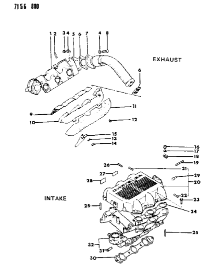 1987 Dodge Caravan Manifolds - Intake & Exhaust Diagram 4 - Thumbnail