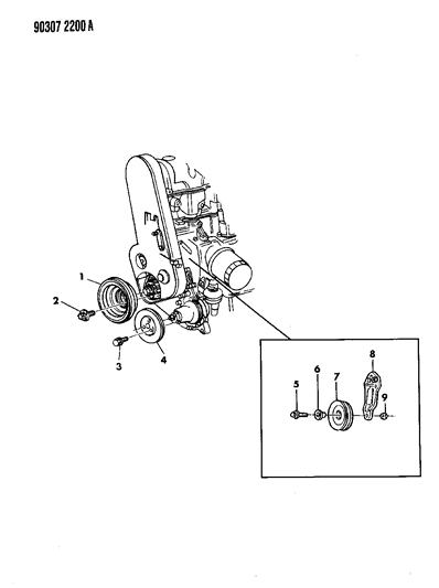 1991 Dodge Dakota Idler Pulley Bracket Diagram for 4536064