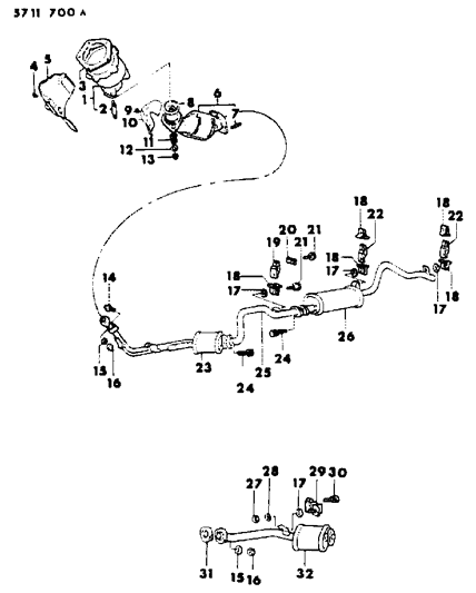 1986 Dodge Ram 50 Exhaust System Diagram 1 - Thumbnail