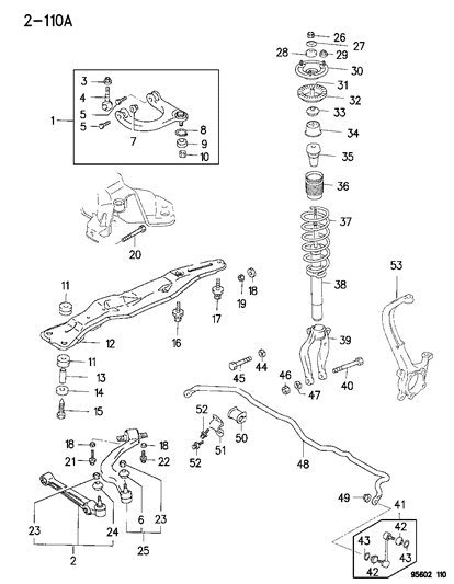 1996 Dodge Avenger Stabilizer Bar, Front Diagram for MB871885
