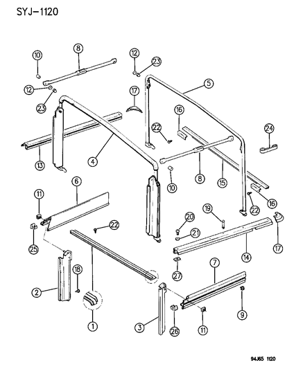 1995 Jeep Wrangler Screw Tapping .164-18X.625 Diagram for 154628