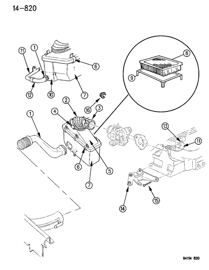 1994 Chrysler LeBaron Sedan Air Cleaner Diagram 2 - Thumbnail
