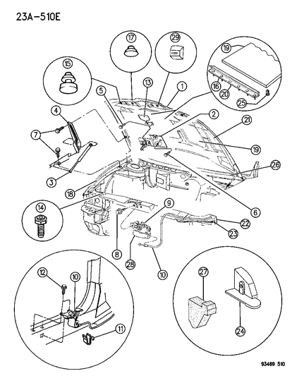 1993 Dodge Intrepid Hinge Diagram for 4583734