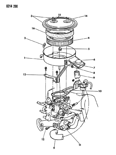 1988 Dodge Dakota Air Cleaner Diagram 1 - Thumbnail