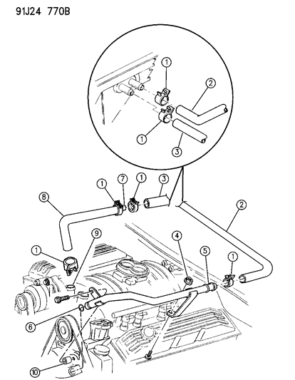 1993 Jeep Grand Wagoneer Heater Hoses Diagram 2 - Thumbnail