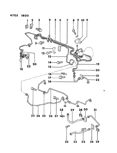 1984 Dodge Conquest Lines & Hoses, Brake Diagram 1 - Thumbnail