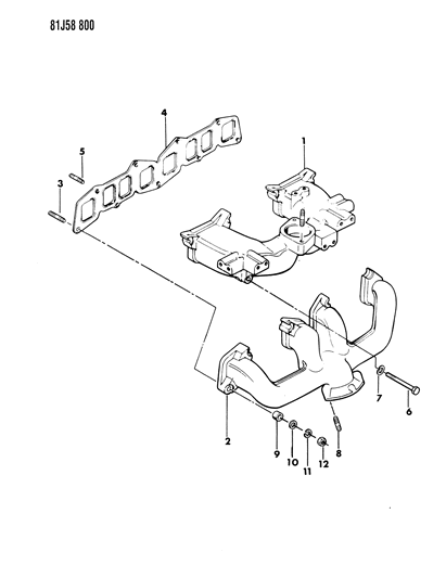 1985 Jeep Wrangler Manifolds - Intake & Exhaust Diagram 1 - Thumbnail