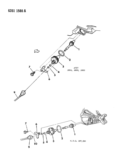 1987 Dodge D150 Cable, Speedometer With Pinion And Adapter of Automatic Transmission Diagram 1 - Thumbnail