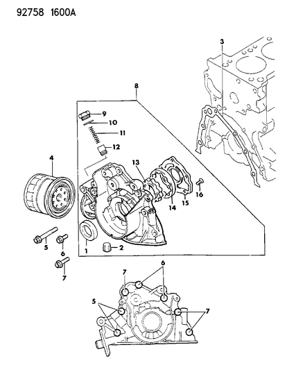 1994 Dodge Colt Oil Pump & Oil Filter Diagram 2 - Thumbnail