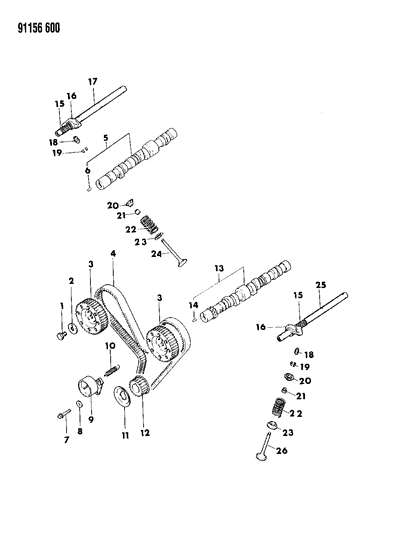 1991 Chrysler LeBaron GTC Camshaft & Valves Diagram 2 - Thumbnail