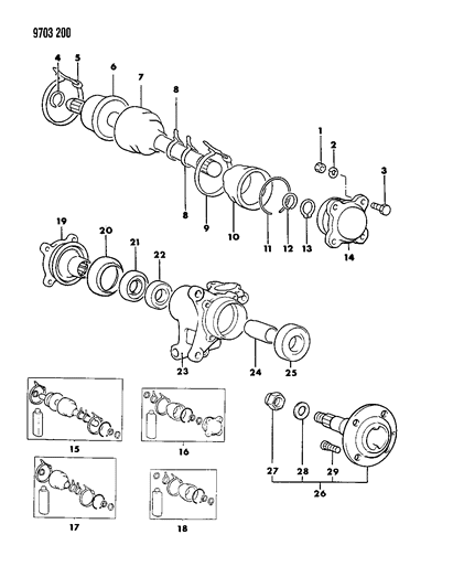1989 Chrysler Conquest Bolt, Rear Axle Drive Shaft (10X29) Diagram for MB160664