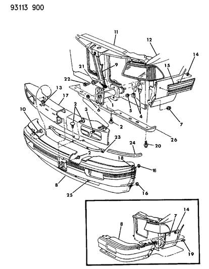 1993 Chrysler LeBaron Nerf, Extension Assembly Diagram for BB28MGF