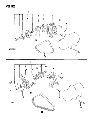 1989 Dodge Colt Mounting - A/C Compressor Diagram
