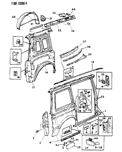1987 Dodge Grand Caravan Door Track Diagram for 4385080