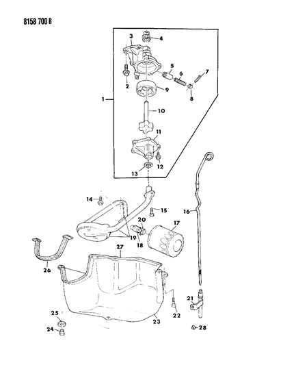 1988 Chrysler New Yorker Base Model Engine Oiling Diagram 1 - Thumbnail