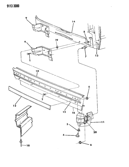 1989 Dodge Caravan Bumper, Rear Diagram