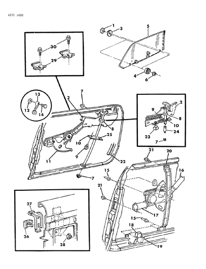 1984 Chrysler LeBaron Door, Front Glass & Regulators Diagram 1 - Thumbnail