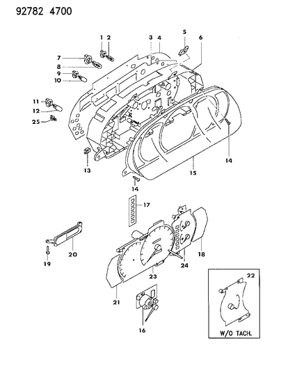 1994 Dodge Colt Cluster, Instrument Panel Diagram 1 - Thumbnail