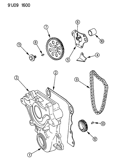 1993 Jeep Grand Wagoneer Timing Cover & Intermediate Shaft Diagram 2 - Thumbnail