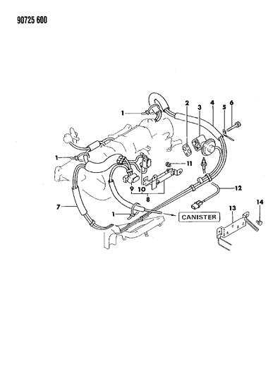 1990 Dodge Colt EGR System Diagram 1 - Thumbnail