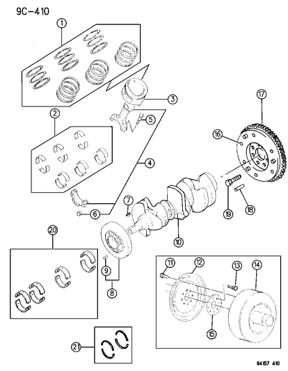 1994 Chrysler LeBaron GTC Crankshaft , Piston & Torque Converter Diagram