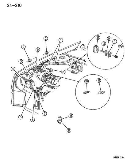 1994 Chrysler LeBaron Sedan Plumbing - A/C & Heater Diagram 2 - Thumbnail