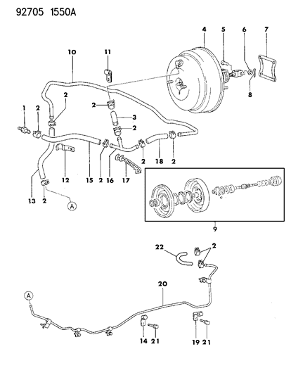 1992 Dodge Ram 50 Booster, Power Brake Diagram 1 - Thumbnail