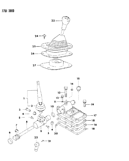 1987 Dodge Ram 50 Control, Shift Transfer Case of Automatic Transmission Diagram
