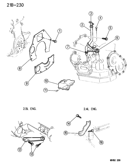 1995 Chrysler Cirrus Transaxle Mounting & Miscellaneous Parts Diagram 2 - Thumbnail