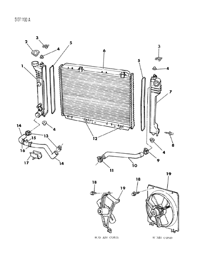 1985 Chrysler LeBaron Base Radiator & Related Parts Diagram 1 - Thumbnail
