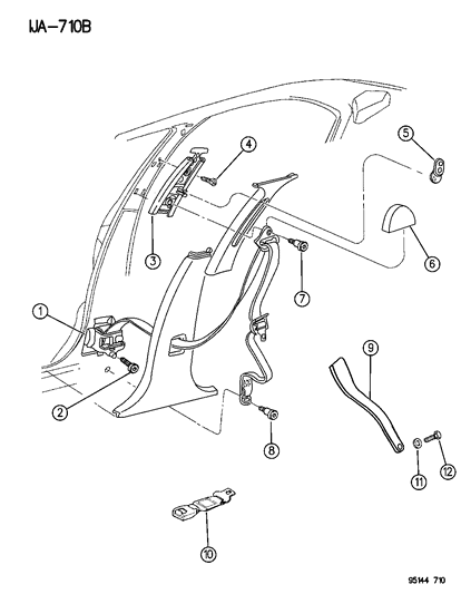 1995 Chrysler Cirrus Lap & Shoulder Belt Diagram for FG62REE