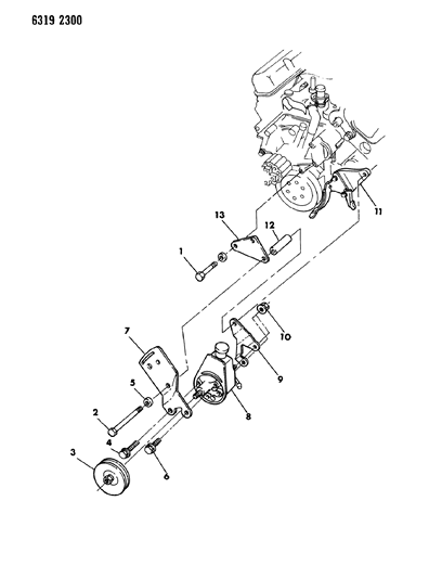 1987 Dodge D150 Pump Mounting - Power Steering Diagram 1 - Thumbnail