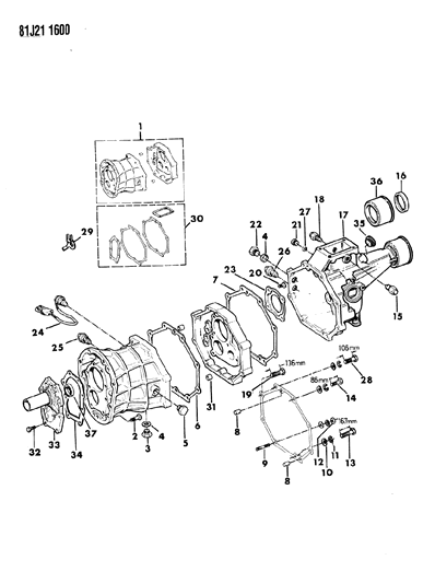 1986 Jeep J10 Transmission Case, Extension & Miscellaneous Parts Diagram 2 - Thumbnail