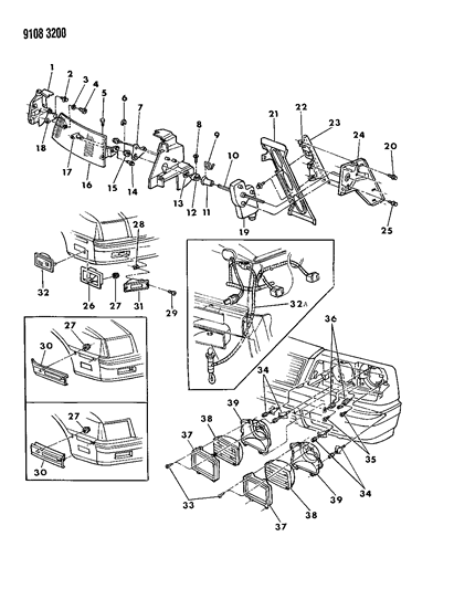1989 Chrysler LeBaron GTC Lamps - Front Diagram