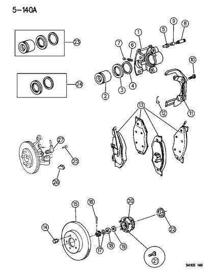 1995 Chrysler LeBaron Wheel Bearings Diagram for 4340334