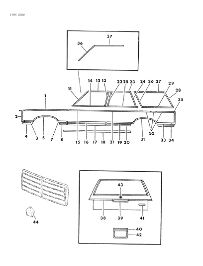 1984 Dodge 600 Molding Retainer, Black/Silver Diagram for 4057555