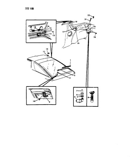 1987 Dodge Daytona Grommet, Wiper Driveshaft To Glass Diagram for 3799824