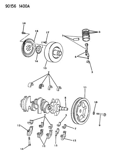 1990 Chrysler New Yorker Base Model Crankshaft , Pistons And Torque Converter Diagram 2 - Thumbnail