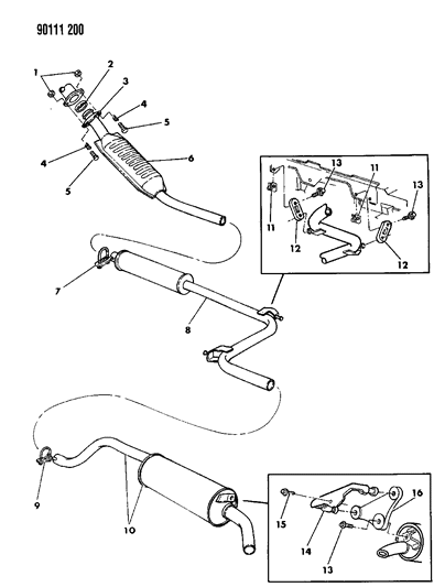1990 Chrysler New Yorker Base Model Exhaust System Diagram 1 - Thumbnail