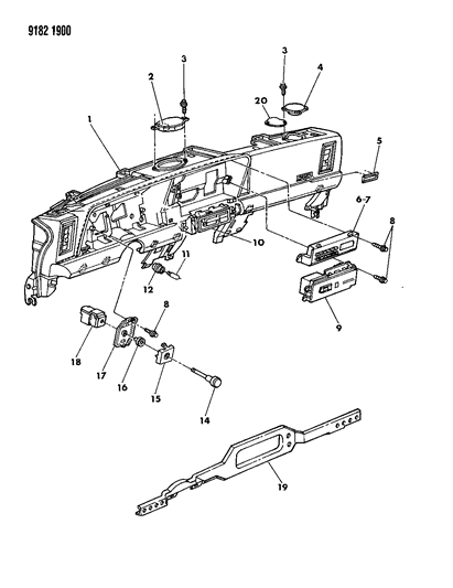 1989 Chrysler LeBaron GTC Instrument Panel- Panel, Speakers & Switches Diagram