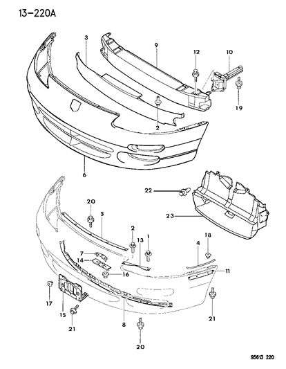 1995 Chrysler Sebring License Bracket, Front Diagram for MR118211