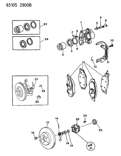 1993 Dodge Caravan Brakes, Front Diagram 2 - Thumbnail