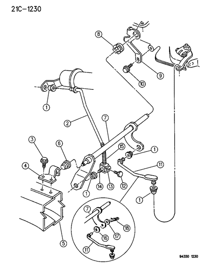 1994 Dodge Dakota Controls , Gearshift , Lower Diagram 1 - Thumbnail